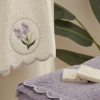 2 Pieces Lavender Embroidered Towel Set - White / Purple