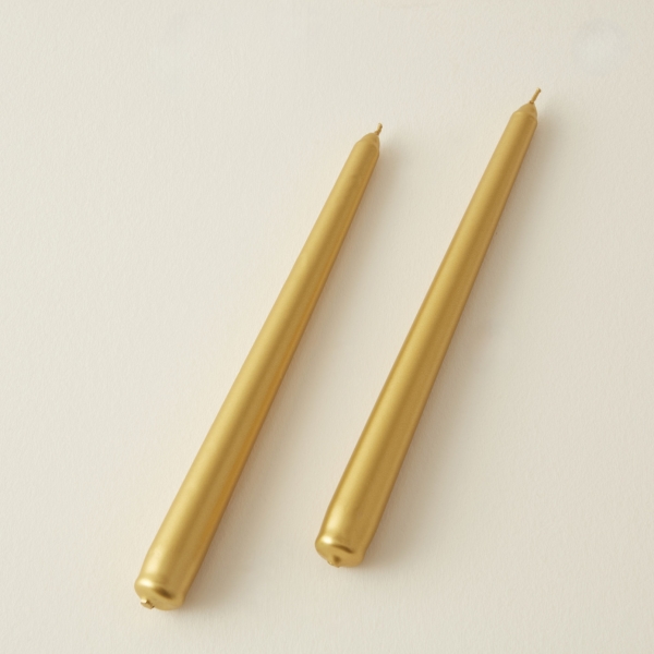 2 Pieces Candlestick 24 cm Candle Set - Gold