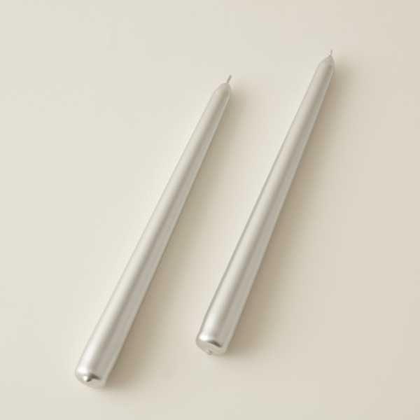 2 Pieces Candlestick 24 cm Candle Set - Silver