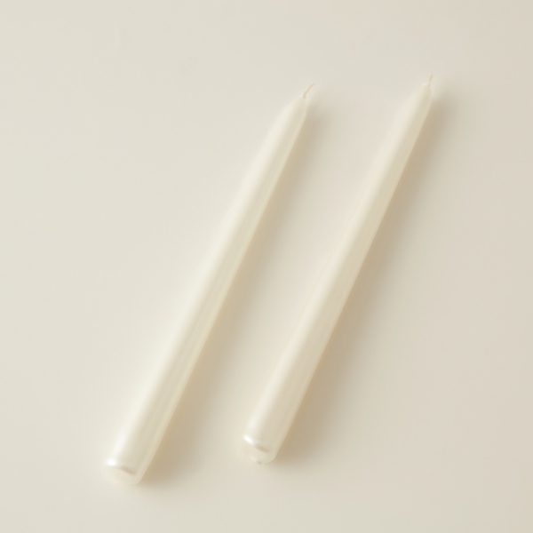 2 Pieces Candlestick 24 cm Candle Set - Pearl