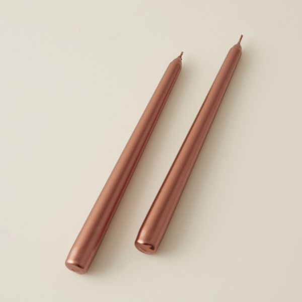 2 Pieces Candlestick 24 cm Candle Set - Bronze