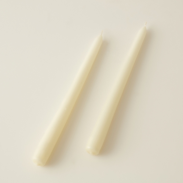 2 Pieces Candlestick 24 cm Candle Set - Ecru