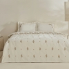 5 Pieces Vanes 200 x 220 cm Double Embroidered Duvet Cover Set - Beige