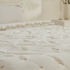 5 Pieces Vanes 200 x 220 cm Double Embroidered Duvet Cover Set - Beige
