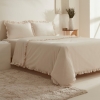4 Pieces Pure Ruffle Cotton 200 x 220 cm Double Duvet Cover Set - Light Beige