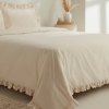 4 Pieces Pure Ruffle Cotton 200 x 220 cm Double Duvet Cover Set - Light Beige