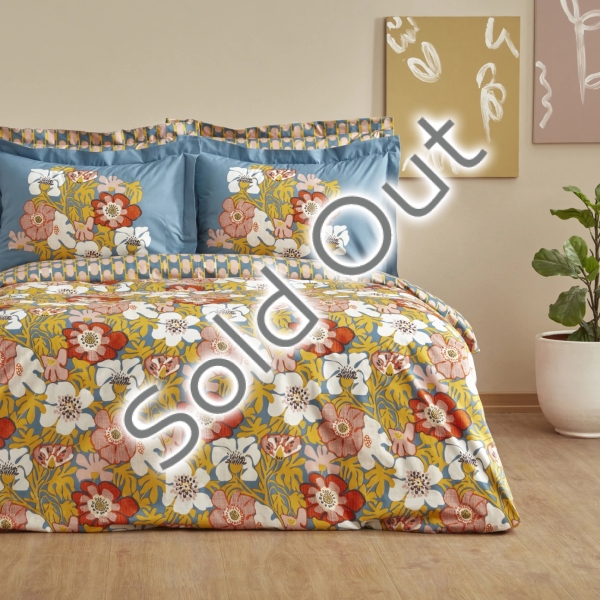 4 Pieces Renie 200 x 220 cm Double Ranforce Duvet Cover Set - Mustard