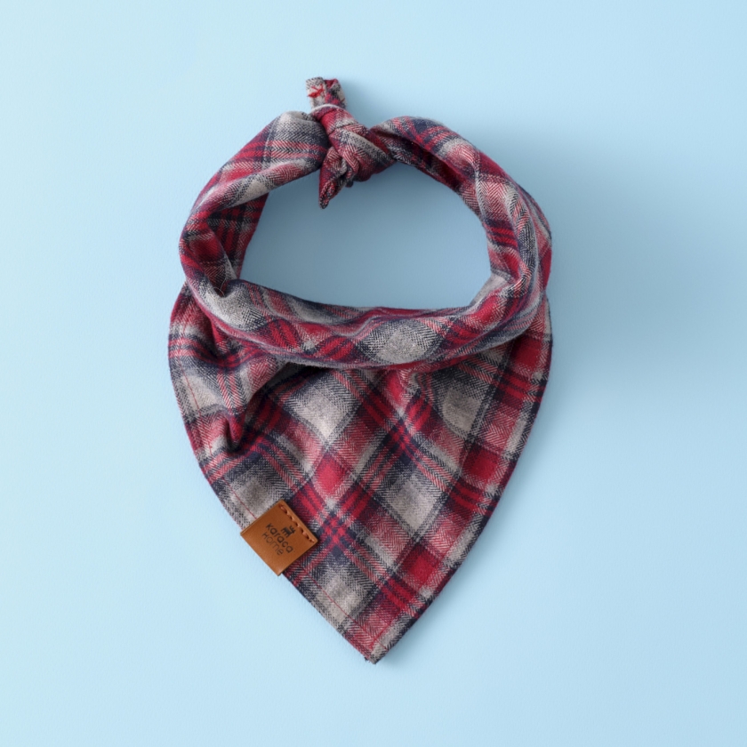 X Paw Gingham Dog Scarf - Red