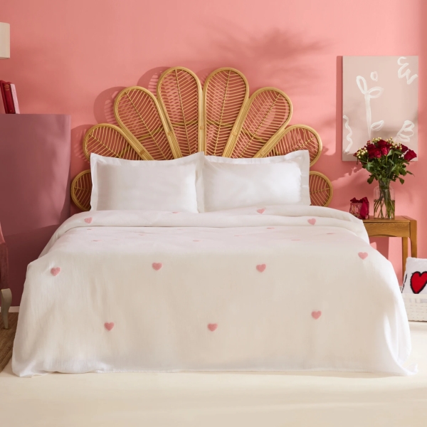 4 Pieces Amour Melody 200 x 230 cm Muslin Double Blanket Set - White