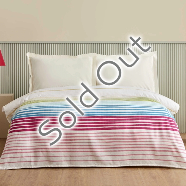 160 x 220 cm Elvis Cotton Single Pique - Indigo / Green / Pink