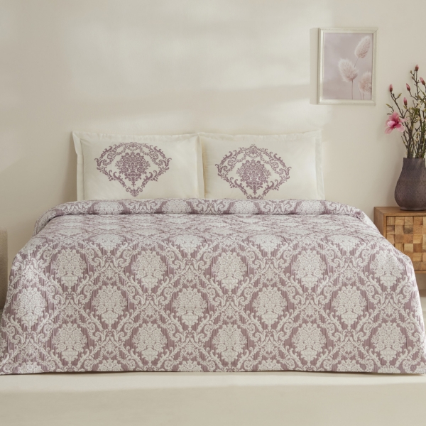 4 Pieces Nolven 230 x 240 cm Double Bedspread Set - Plum
