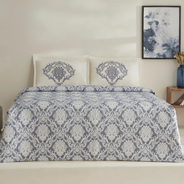 4 Pieces Nolven 230 x 240 cm Double Bedspread Set - Indigo