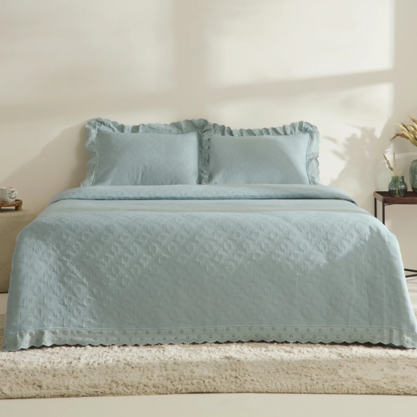 3 Pieces Arya 240 x 250 cm Double Bedspread Set - Blue