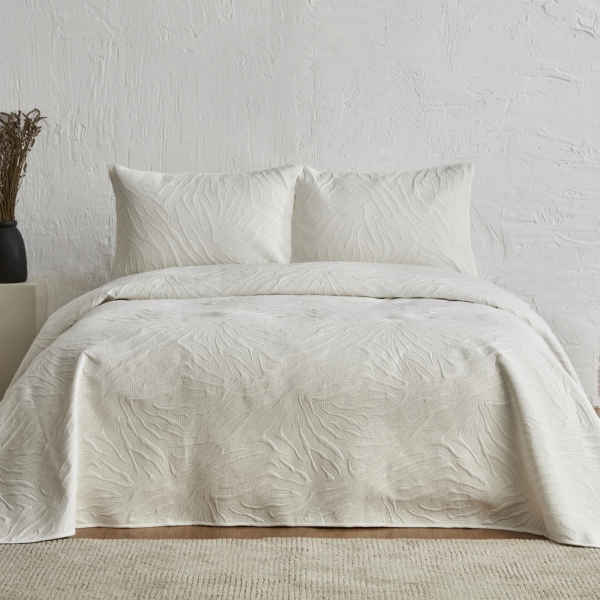 3 Piecces Sonnia 250 x 260 cm Double Bedspread Set - Ecru