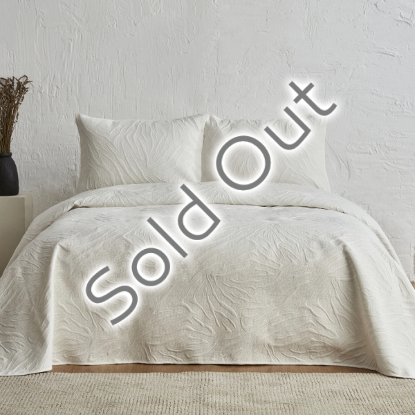3 Piecces Sonnia 250 x 260 cm Double Bedspread Set - Ecru