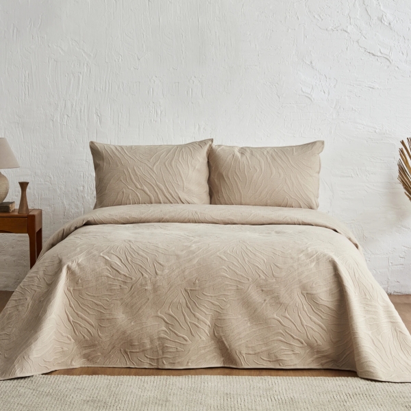 3 Pieces Sonnia 250 x 260 cm Double Bedspread Set - Beige