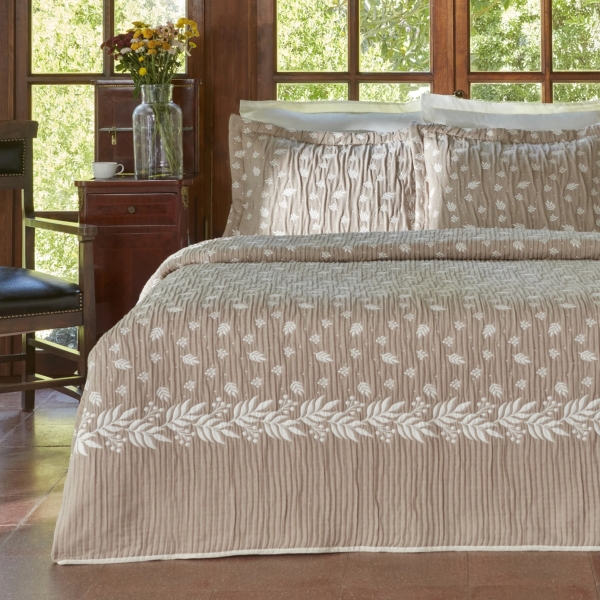 3 Pieces Sasil 240 x 250 cm Double Bedspread Set - Beige