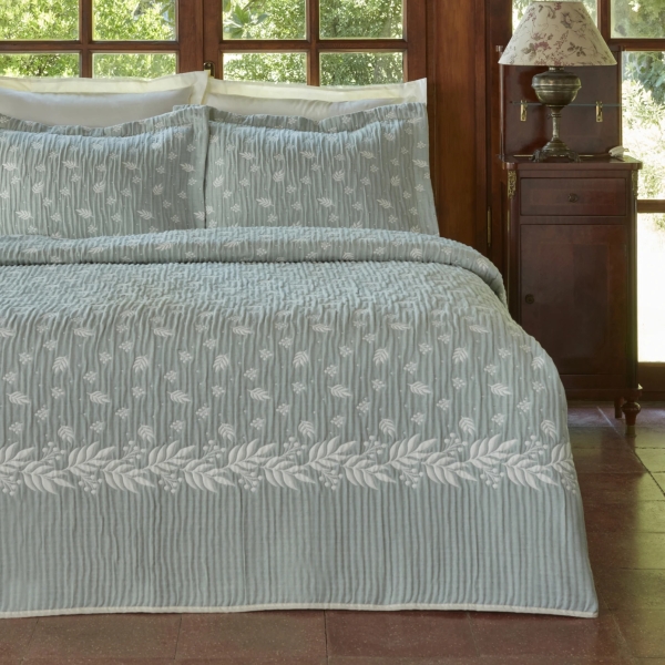 3 Pieces Sasil 240 x 250 cm Double Bedspread Set - Mint