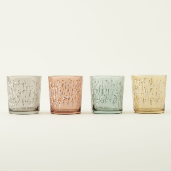4 Pieces Flores 380 ml Soft Drink Glass Set - Multicolor