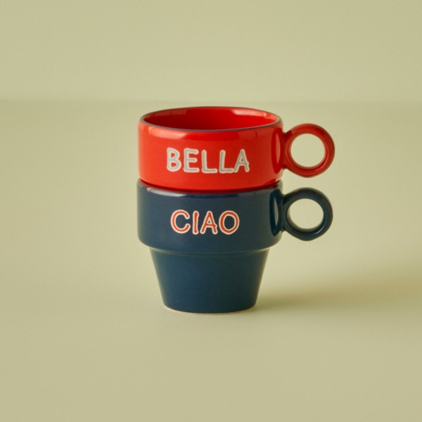 2 Pieces Line 105 ml Espresso Set - Blue / Red 