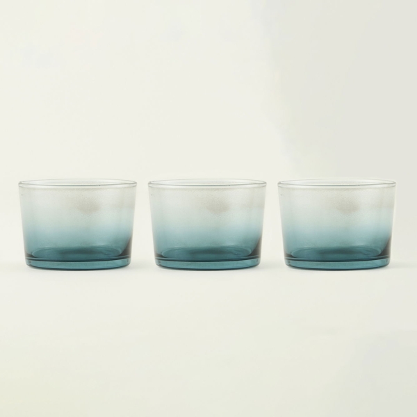 3 Pieces Colored 220 ml Bowl Set - Blue
