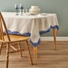 150 x 250 cm Marine Cotton Tassel Tablecloth  - White / Blue
