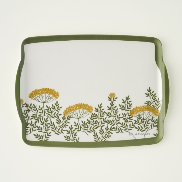 42 x 31 cm Garden Melamine Tray - Green / White