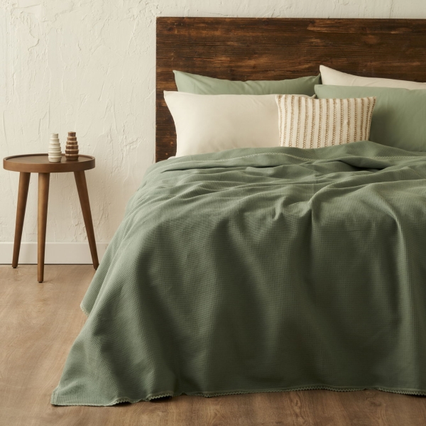 200 x 220 cm Feel Cotton Double Waffle Pique - Khaki