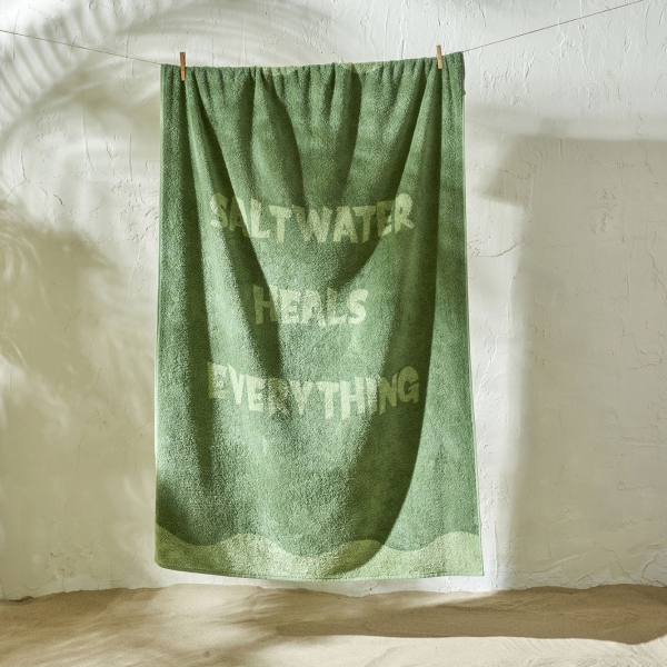 90 x 150 cm Salt Water Cotton Beach Towel - Green