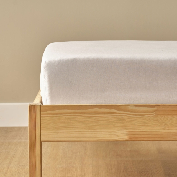180 x 200 x 35 cm Cotton Satin King Size Fitted Sheet - White