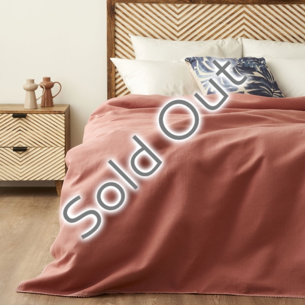 200 x 220 cm Feel Cotton Double Waffle Pique Set - Dusty Rose