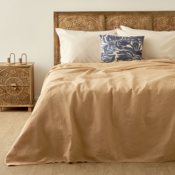 200 x 220 cm Stormi Cotton Double Waffle Pique - Beige