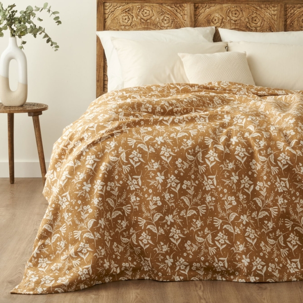 200 x 220 cm Heather Cotton Double Printed Pique - Mustard