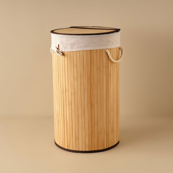 Dante 35 x 61 cm Bamboo Folding Laundry Basket - Beige