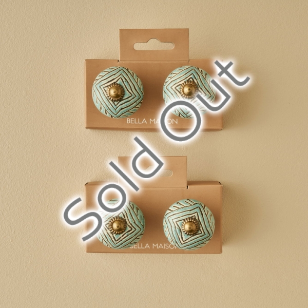 2 Pieces Lyric 6 x 3 x 3 cm Ceramic Handle Set - Blue