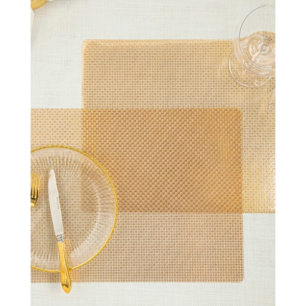 Gold Striped Pvc 2 Pcs American Service 30x45 cm Gold