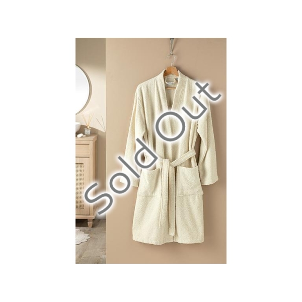 Plain Cotton Bathrobe L-XL Cream.