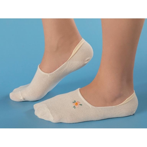 Mini Flower Cotton Women Babet Socks 36-40 Ecru