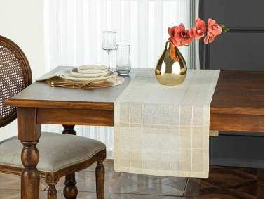 Luxe Linen Look Polyester Runner 40x150 Cm Beige