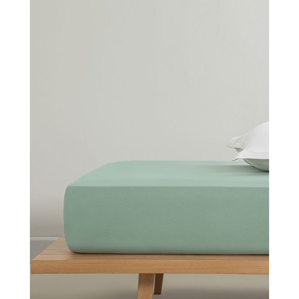 Plain Cottony Super King Fitted Sheet 200x220 cm Dark Green.