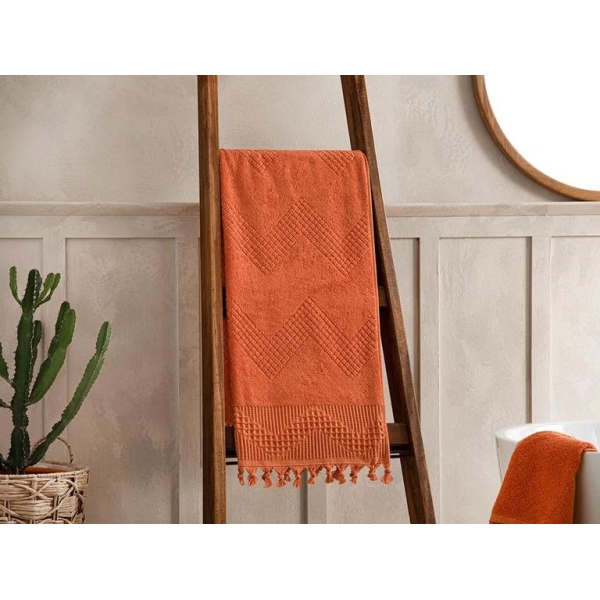 Delta Fringed fringed Bath Towel 70x140 cm Brick Red