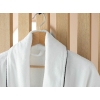 Premium Velvet Bathrobe Cotton Shirt Bathrobe L-xl White - Dark Blue