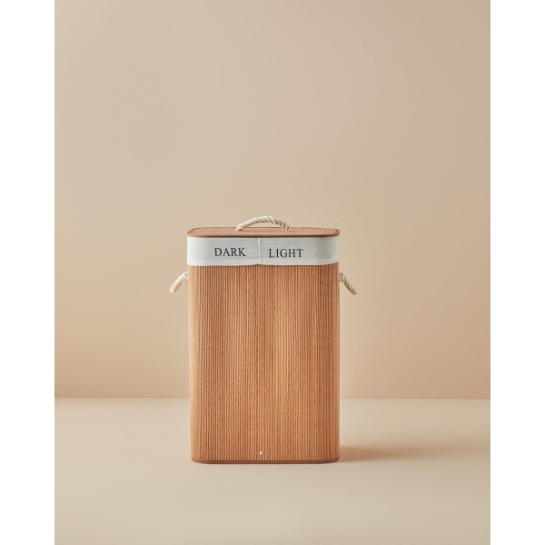 Gina Bamboo Laundry Basket 35x35x60 cm Light Brown