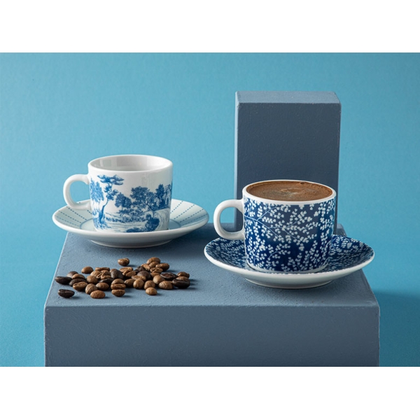 Zebra Porcelain 2 Set Coffee Cup Set 80 ml Dark Blue