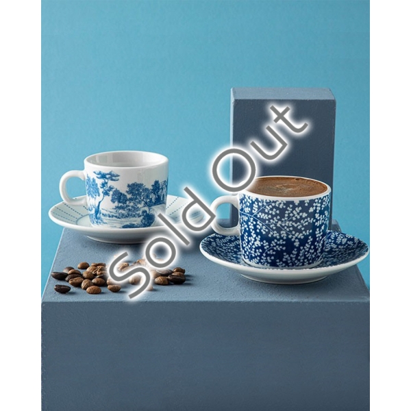 Zebra Porcelain 2 Set Coffee Cup Set 80 ml Dark Blue
