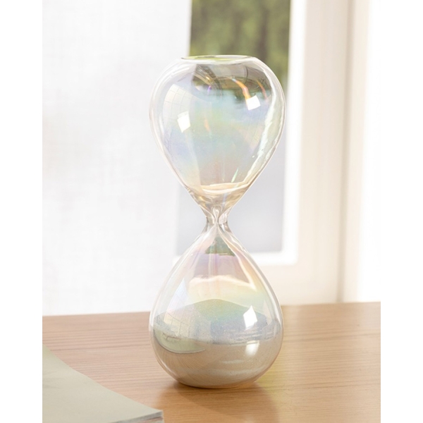 Shine Glass 30 Min Hourglass 8x8x20 Cm White