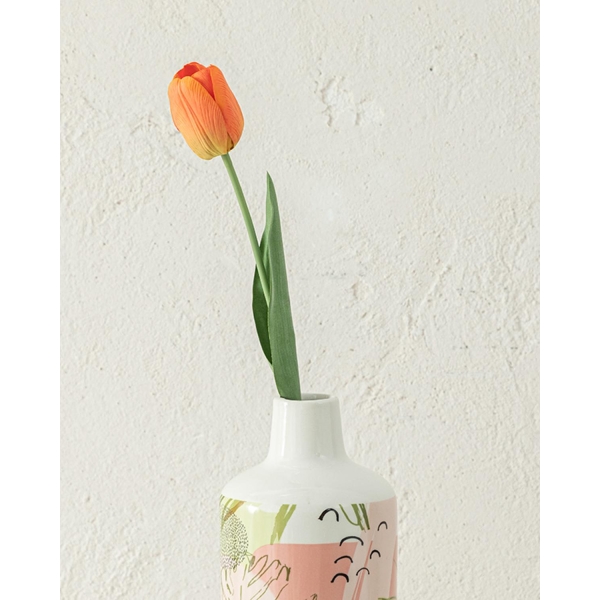 Tulip Garden Single Branch Artificial Flower 45 cm Orange