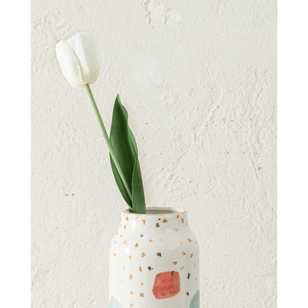 Tulip Garden Single Branch Artificial Flower 45 cm White
