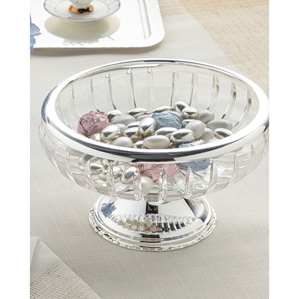 Felicity Glass With Feet presentation bowl 22 cm Silver.