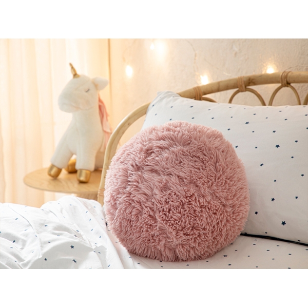 Fluffy Ball Decorative Cushion 40 cm Pınk